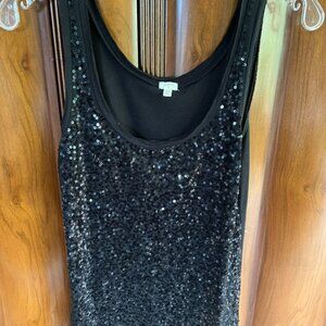 Sequin black tank top by J Crew